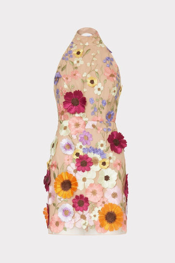 Grimma ärmlös Rosa Festklänning Med Applikationer